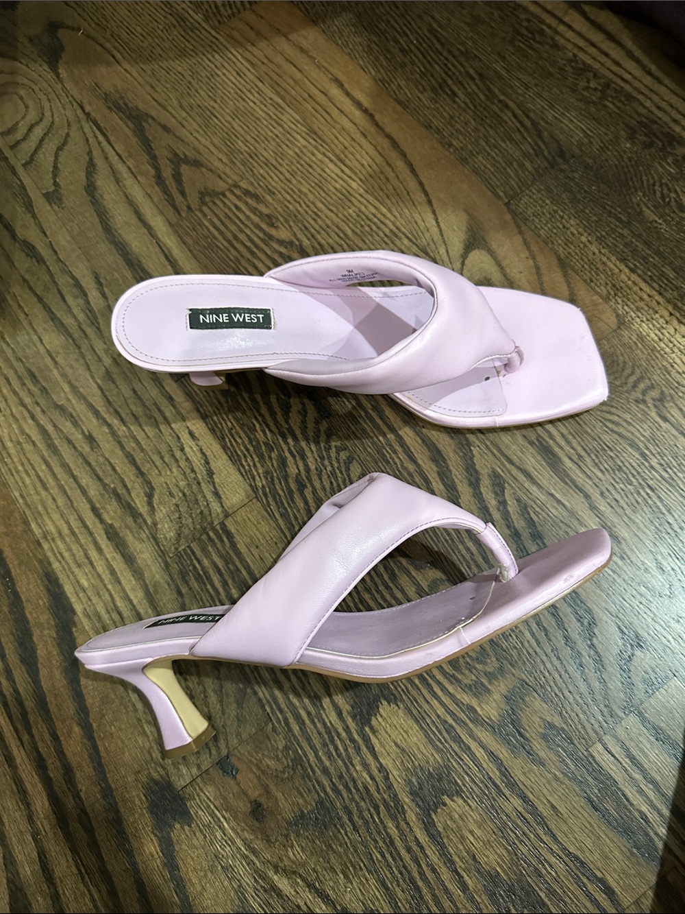 Nine West Pale Pink Kitten Heel Thong Mules